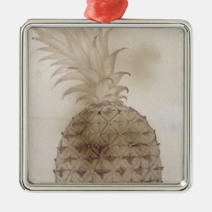 Ornement Carré Argenté Ananas,