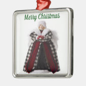 Ornement Carré Argenté Ange de Noël (Gauche)