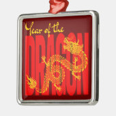 Ornement Carré Argenté Année de l'or rouge Dragon (Gauche)