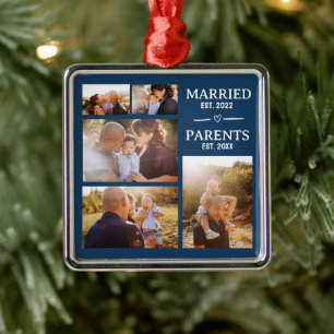 Ornement Carré Argenté Année de mariage des parents établie personnalisée