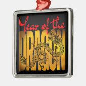 Ornement Carré Argenté Année du dragon (Gauche)