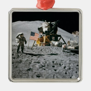 Ornement Carré Argenté Apollo 15 Lunar Module Lune Landing 1971 Nasa
