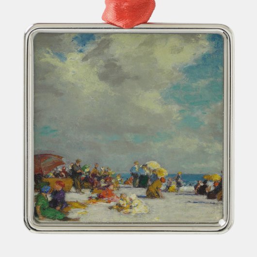 Ornement Carré Argenté Après-midi d'été sur la plage (par E.H. Potthast) (Devant)