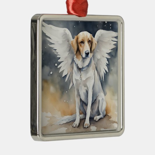 Ornement Carré Argenté Aquarelle Angel Chien (Droite)
