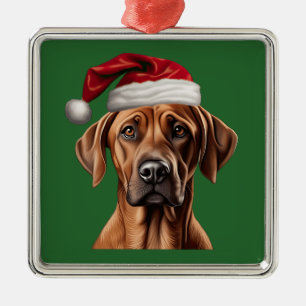 Ornement Carré Argenté Aquarelle Noël Rhodesian Ridgeback Orament