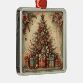 Ornement Carré Argenté Arbre de Noël classique (Droite)