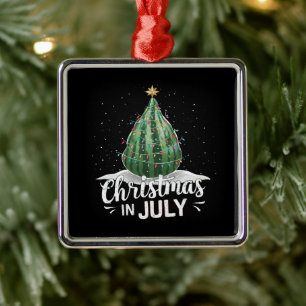 Ornement Carré Argenté Arbre de Noël en pastèque Noël en juillet Eté