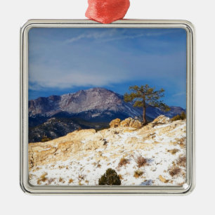 Ornement Carré Argenté Arbre solitaire