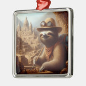 Ornement Carré Argenté Archéologue Sloth (Gauche)