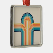 Ornement Carré Argenté Arcs triples et colorés (Droite)