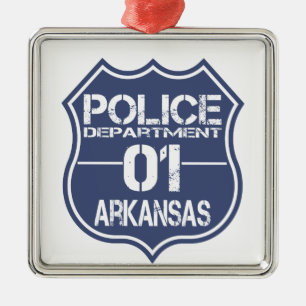 Ornement Carré Argenté Arkansas Police Department Shield 01