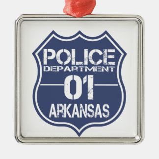 Ornement Carré Argenté Arkansas Police Department Shield 01