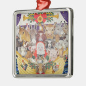 Ornement Carré Argenté Arrivée de Noël (Gauche)