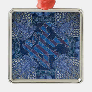 Ornement Carré Argenté Art Mosaïque Orné Bleu, Allemagne