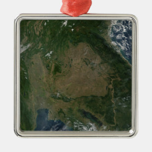 Ornement Carré Argenté Asie du Sud-Est