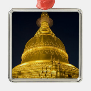 Ornement Carré Argenté Asie, Mayanmar, Yangon, temple bouddhiste à