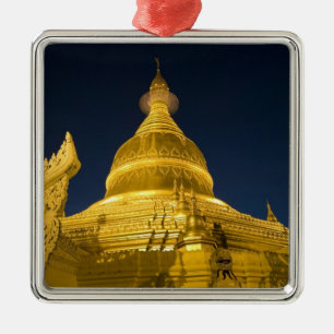 Ornement Carré Argenté Asie, Maynmar, Yangon, temple bouddhiste à Yangon