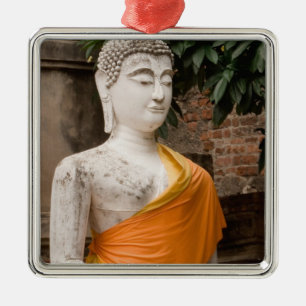 Ornement Carré Argenté Asie, Thaïlande, Siam, Bouddha à Ayutthaya