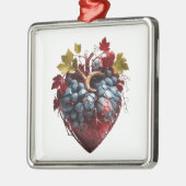 Ornement Carré Argenté aspect cardiaque naturel avec raisins en carré (Gauche)