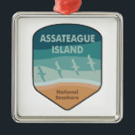 Ornement Carré Argenté Assateague Island National Seashore Seagulls<br><div class="desc">Assateague Island famed for its wild horses,  lies off the Delmarva Peninsula on the Atlantic Coast in Maryland and Virginia.</div>