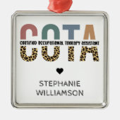 Ornement Carré Argenté Assistant en ergothérapie certifié COTA (Devant)