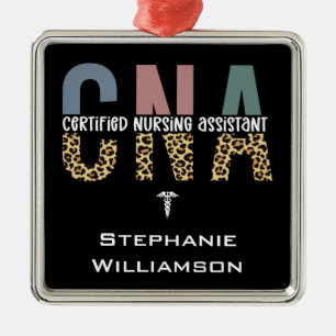 Ornement Carré Argenté Assistant infirmier certifié CNA personnalisé