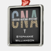 Ornement Carré Argenté Assistant infirmier certifié CNA personnalisé (Gauche)
