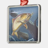 Ornement Carré Argenté Astoria, section transversale de truite (Gauche)