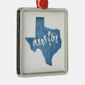 Ornement Carré Argenté Austin, Texas Wood Grain (Droite)