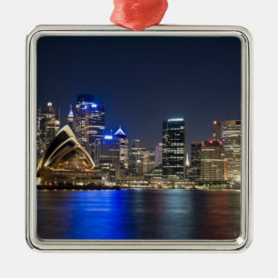 Ornement Carré Argenté Australie, Sydney. Skyline avec l'Opéra vu