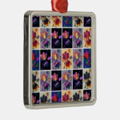 Ornement Carré Argenté Autumn Leaves Rustic Patchwork (Droite)