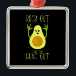 Ornement Carré Argenté Avocado Rock Out Avec Votre Guac Out<br><div class="desc">Avocado Rock Out Avec Votre Guac Out</div>
