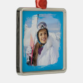 Ornement Carré Argenté Azure Modern Grunge Frontière Photo (Droite)