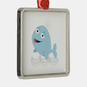 Ornement Carré Argenté Baleine bleue (Droite)