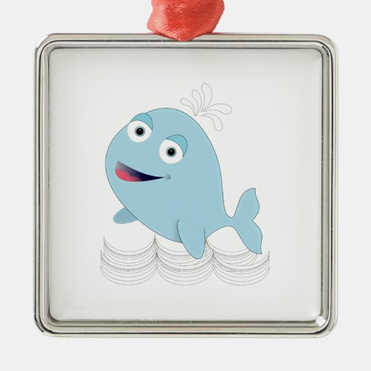 Ornement Carré Argenté Baleine bleue (Devant)