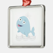Ornement Carré Argenté Baleine bleue (Gauche)