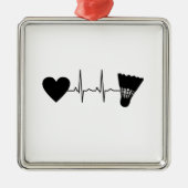 Ornement Carré Argenté Ball de Badminton (Devant)