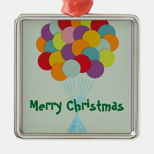 Ornement Carré Argenté Ballons (Devant)