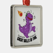 Ornement Carré Argenté Ballons De Feu Dinosaure Meteor (Droite)