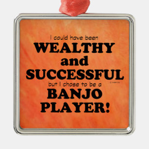 Ornement Carré Argenté Banjo riche et prospère