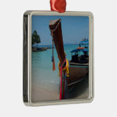 Ornement Carré Argenté Bateau thaïlandais traditionnel (Droite)