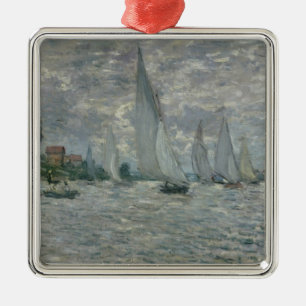 Ornement Carré Argenté Bateaux de Claude Monet , ou régate à Argenteui