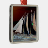Ornement Carré Argenté Bateaux sous voile (Droite)