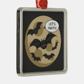 Ornement Carré Argenté Bats Having Party on Full Moon (Droite)