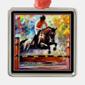 Ornement Carré Argenté Beau Cheval Saut de peinture numérique Noël (Devant)