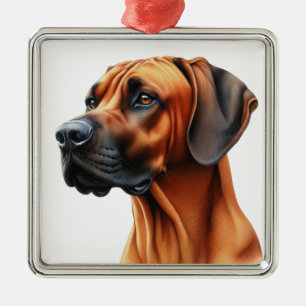 ORNEMENT CARRÉ ARGENTÉ BEAU CHIEN RHODESIAN RIDGEBACK