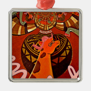 Ornement Carré Argenté Beautiful Amazing Giraffe love safari