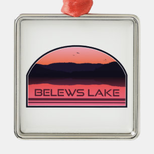 Ornement Carré Argenté Belews Lake Caroline du Nord Red Sunrise