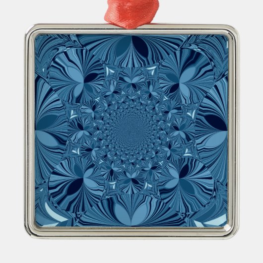Ornement Carré Argenté Belle Belle Iridescente Blue Kaleidoscope Art (Devant)