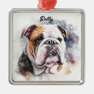 ORNEMENT CARRÉ ARGENTÉ BELLE COULEUR D'EAU DOG DOG SNOWWING FACE
